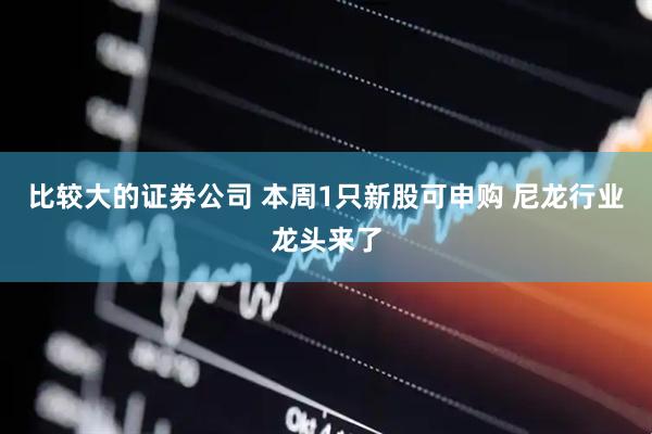 比较大的证券公司 本周1只新股可申购 尼龙行业龙头来了